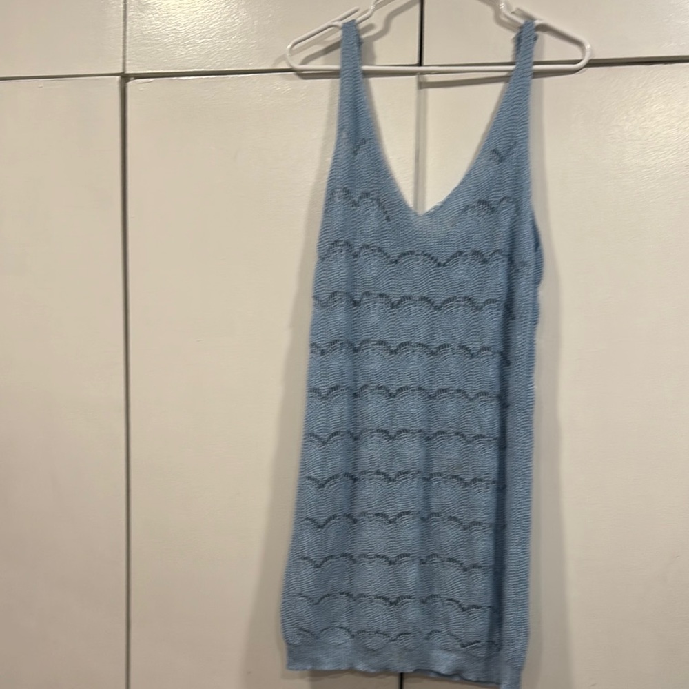 Light Blue Knit Sleeveless Dress